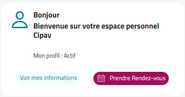 Prise de rendez-vous sur l'espace personnel